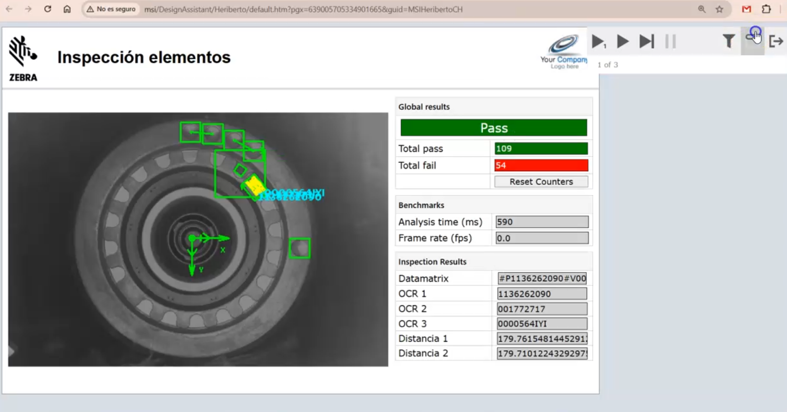Interfaz de operador Zebra - Inspección circular